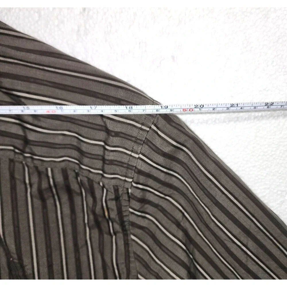 Banana Republic‎ Shirt Men Large 16 - 16 & 1/2 Striped Dark Brown Button Up